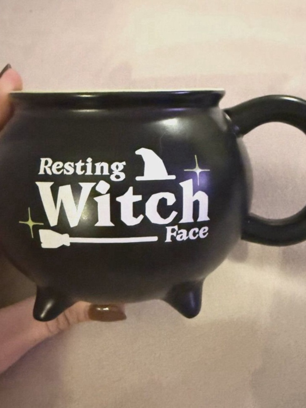 Resting Witch Face Black Cauldron Mug - Unbranded